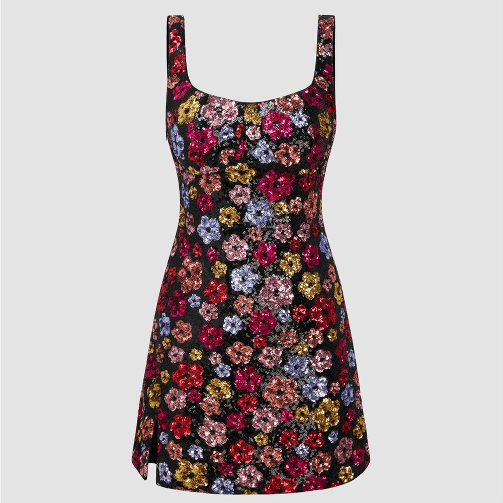 Cider Floral Sequin Mini Dress - Multicolor